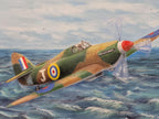 Vintage Framed Oil On Canvas Un-Signed Painting Of Spitfire
