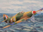 Vintage Framed Oil On Canvas Un-Signed Painting Of Spitfire