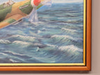 Vintage Framed Oil On Canvas Un-Signed Painting Of Spitfire