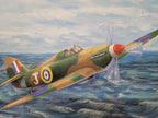 Vintage Framed Oil On Canvas Un-Signed Painting Of Spitfire