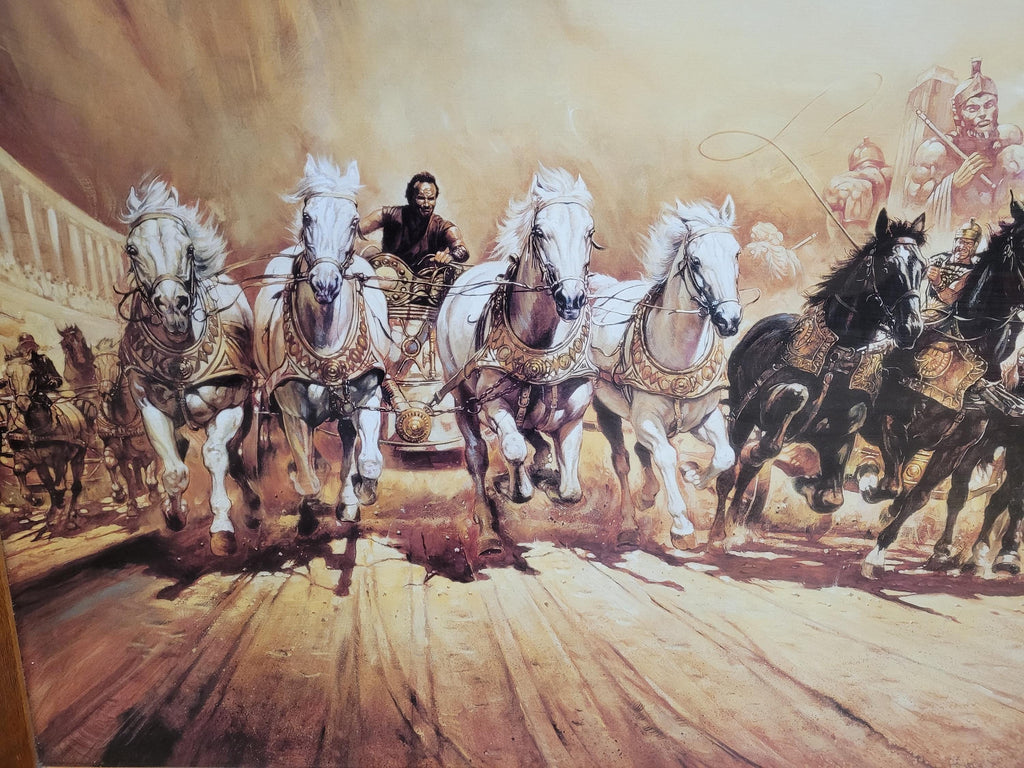Vintage Large Framed Ben Hurr Picture Signed Renato Casaro