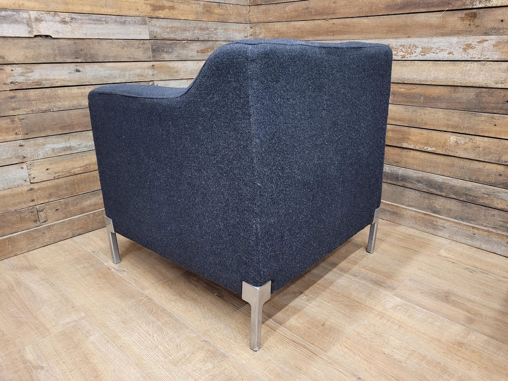 Retro Style Metal Legs Charcoal Upholstered Tub Chair Club Chair Bedroom Chair