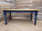 Rustic Up-Cycled Painted Distressed Waxed Pine Country Farmhouse Table