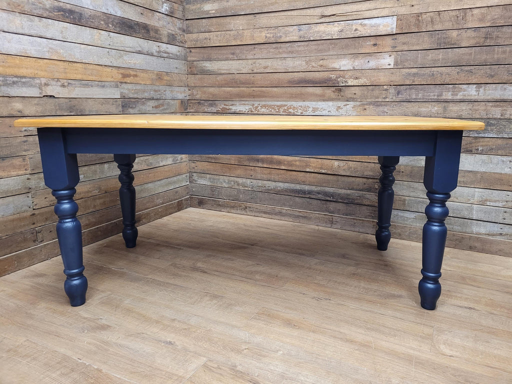 Rustic Up-Cycled Painted Distressed Waxed Pine Country Farmhouse Table