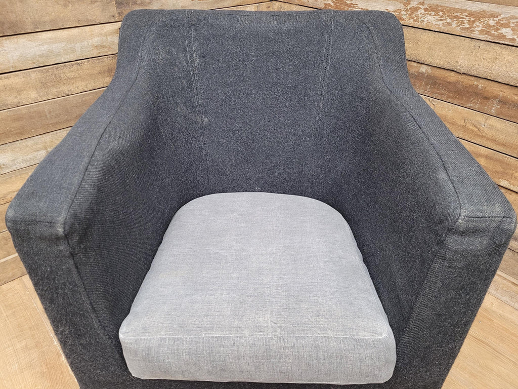 Retro Style Metal Legs Charcoal Upholstered Tub Chair Club Chair Bedroom Chair
