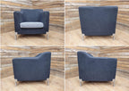 Retro Style Metal Legs Charcoal Upholstered Tub Chair Club Chair Bedroom Chair