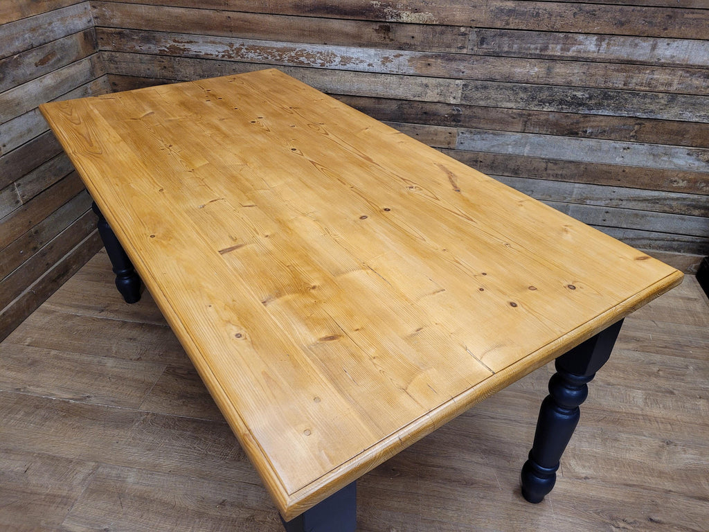Rustic Up-Cycled Painted Distressed Waxed Pine Country Farmhouse Table
