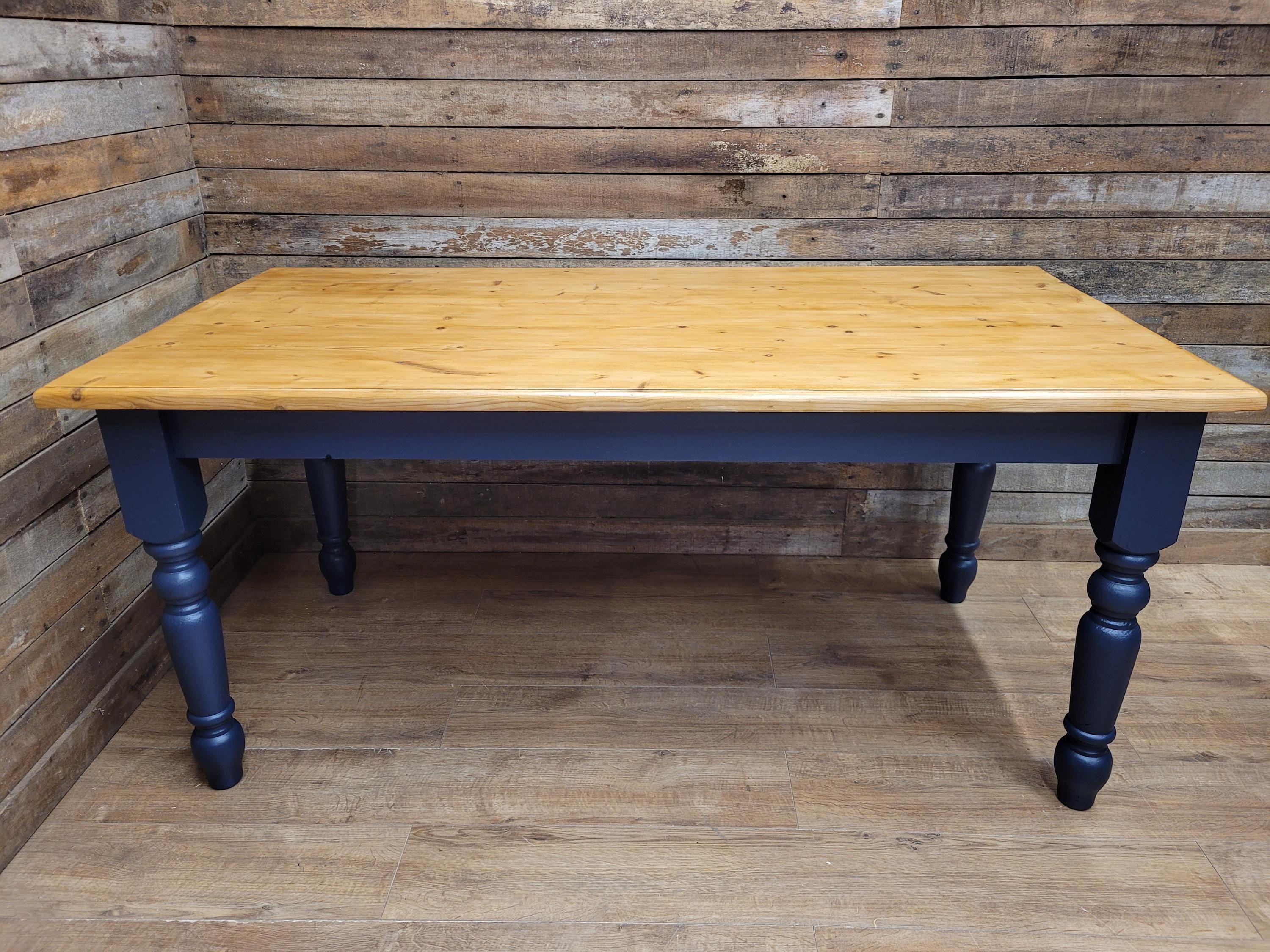 Rustic Up-Cycled Painted Distressed Waxed Pine Country Farmhouse Table