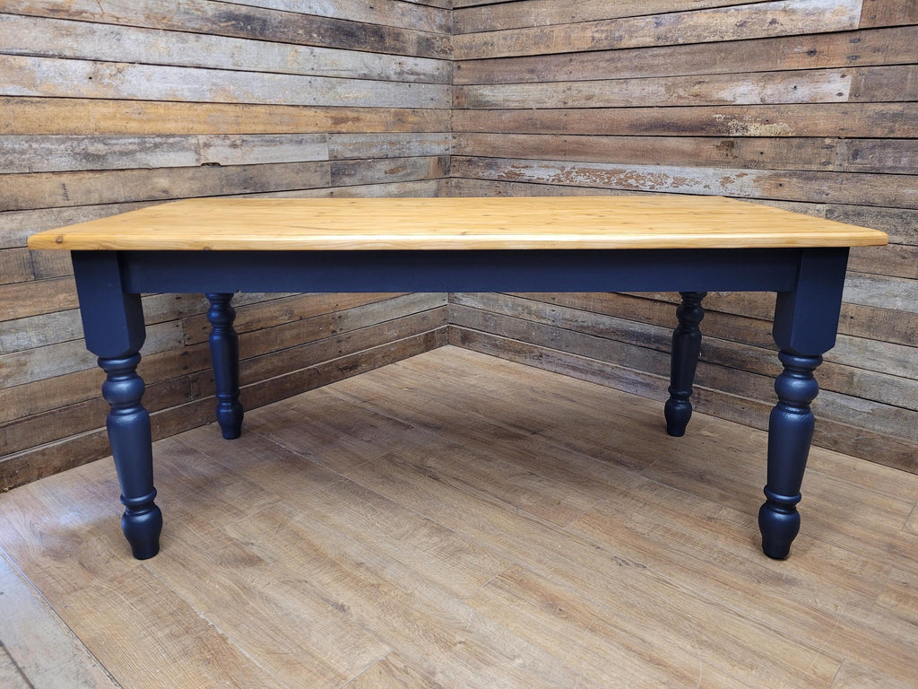 Rustic Up-Cycled Painted Distressed Waxed Pine Country Farmhouse Table