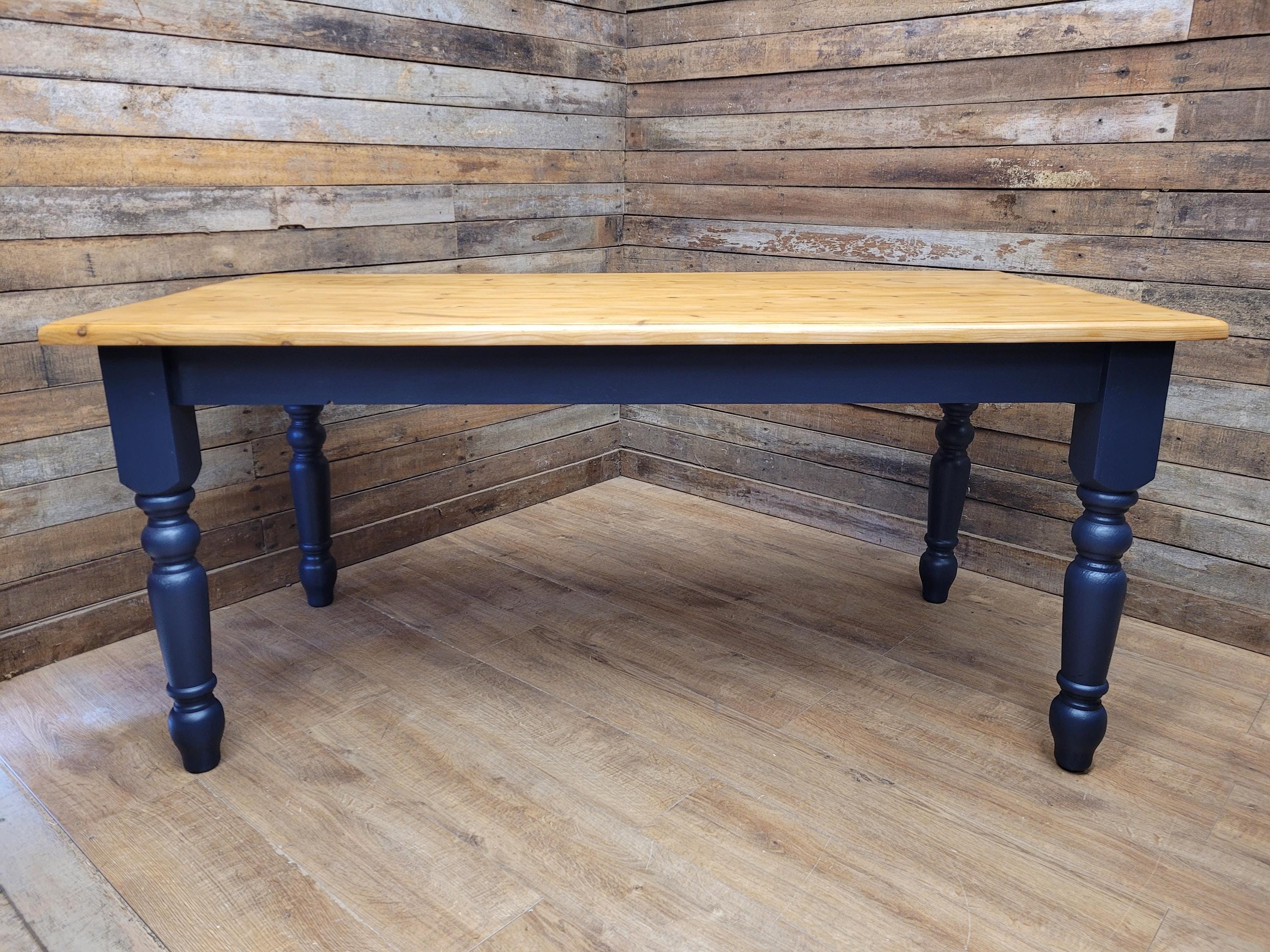 Rustic Up-Cycled Painted Distressed Waxed Pine Country Farmhouse Table