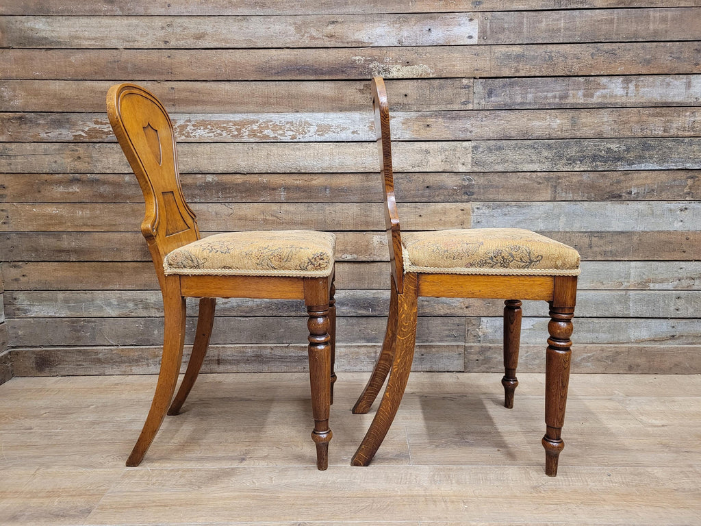 Pair of Antique Victorian Oak Shield-Back Chairs c.1880