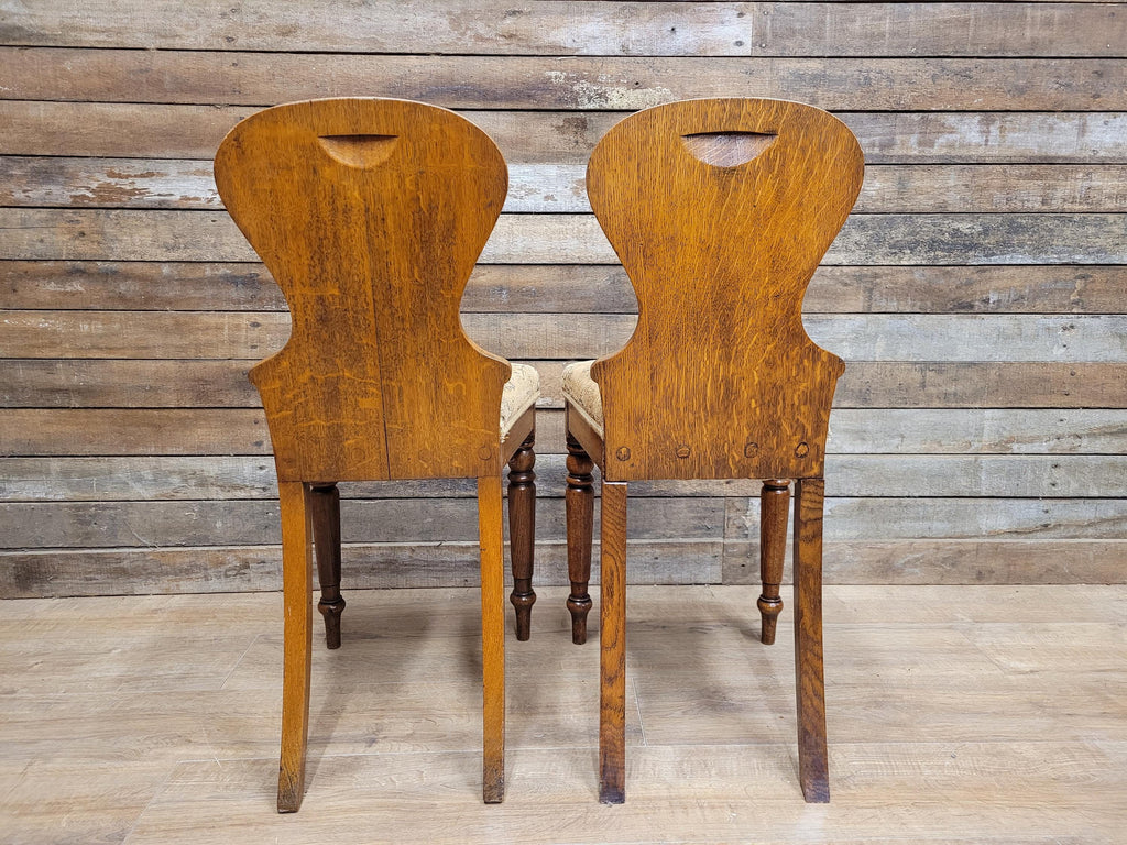 Pair of Antique Victorian Oak Shield-Back Chairs c.1880