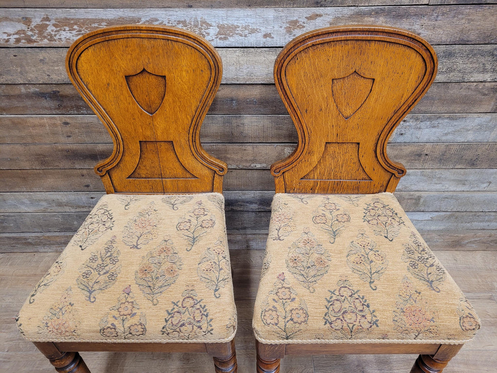Pair of Antique Victorian Oak Shield-Back Chairs c.1880
