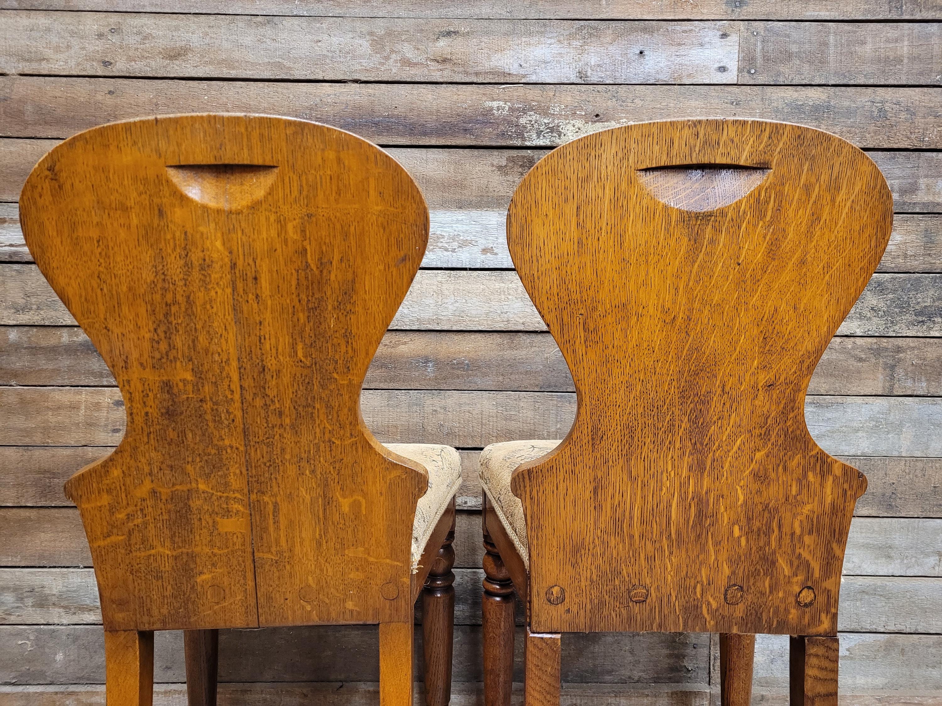 Pair of Antique Victorian Oak Shield-Back Chairs c.1880