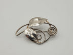 Vintage Silver Leaf Brooch Possibly Danish? Spiral Design 4.69 Grams