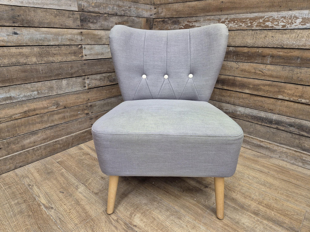 Vintage Grey Fabric Button Backed Nursing Chair Fireside Chair