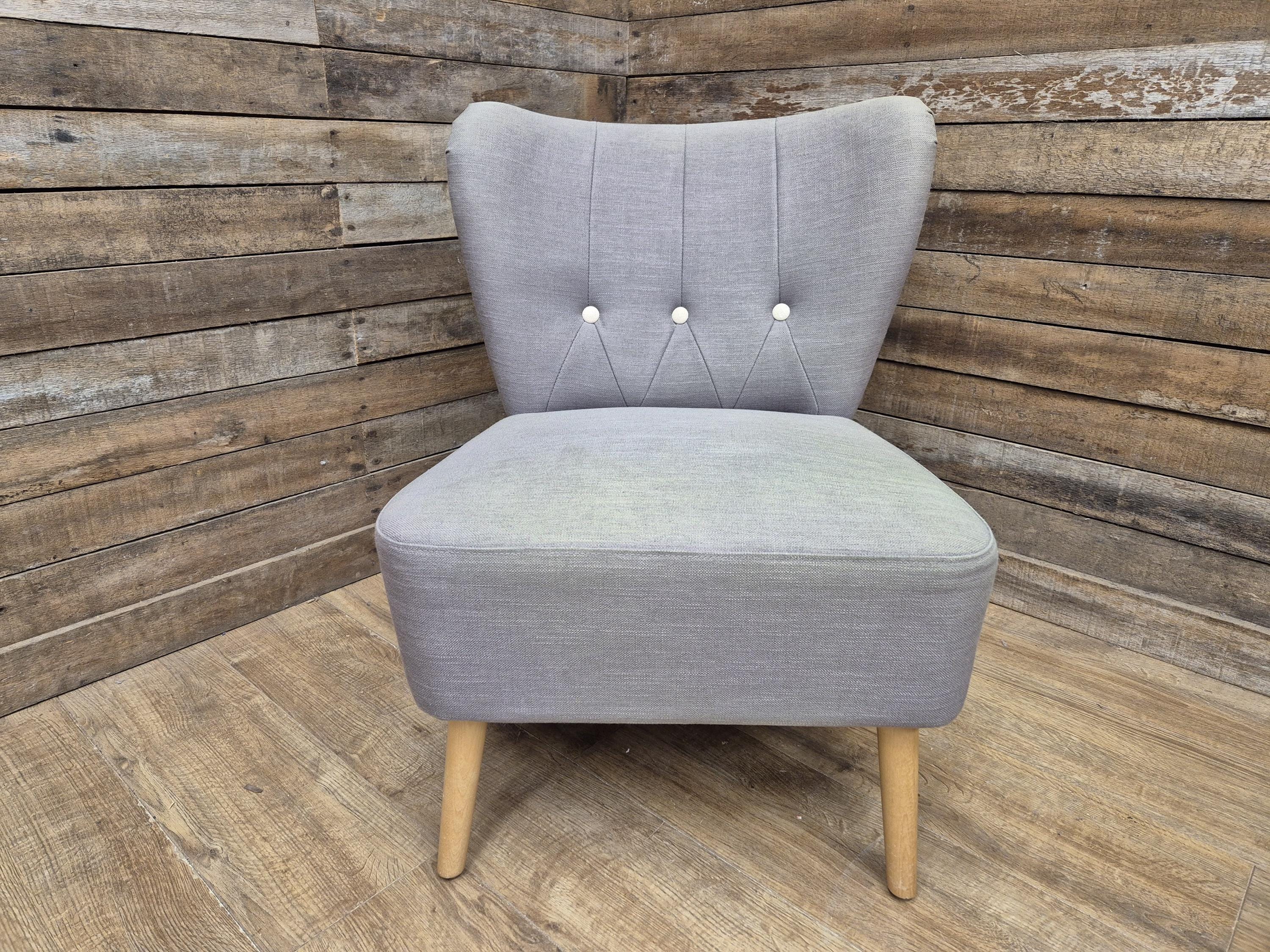 Vintage Grey Fabric Button Backed Nursing Chair Fireside Chair