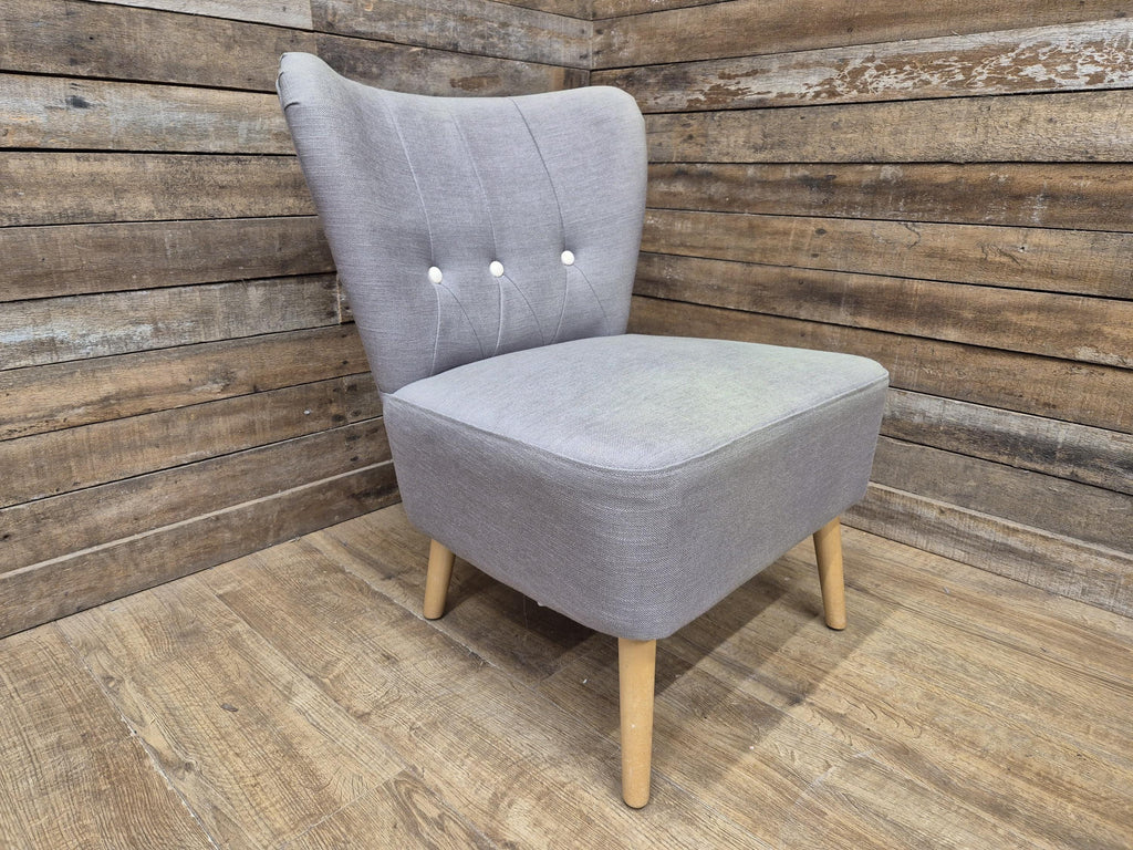 Vintage Grey Fabric Button Backed Nursing Chair Fireside Chair