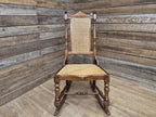 Late 19thC Arts & Craft Bergere Rocking Chair Reed Seat Antique