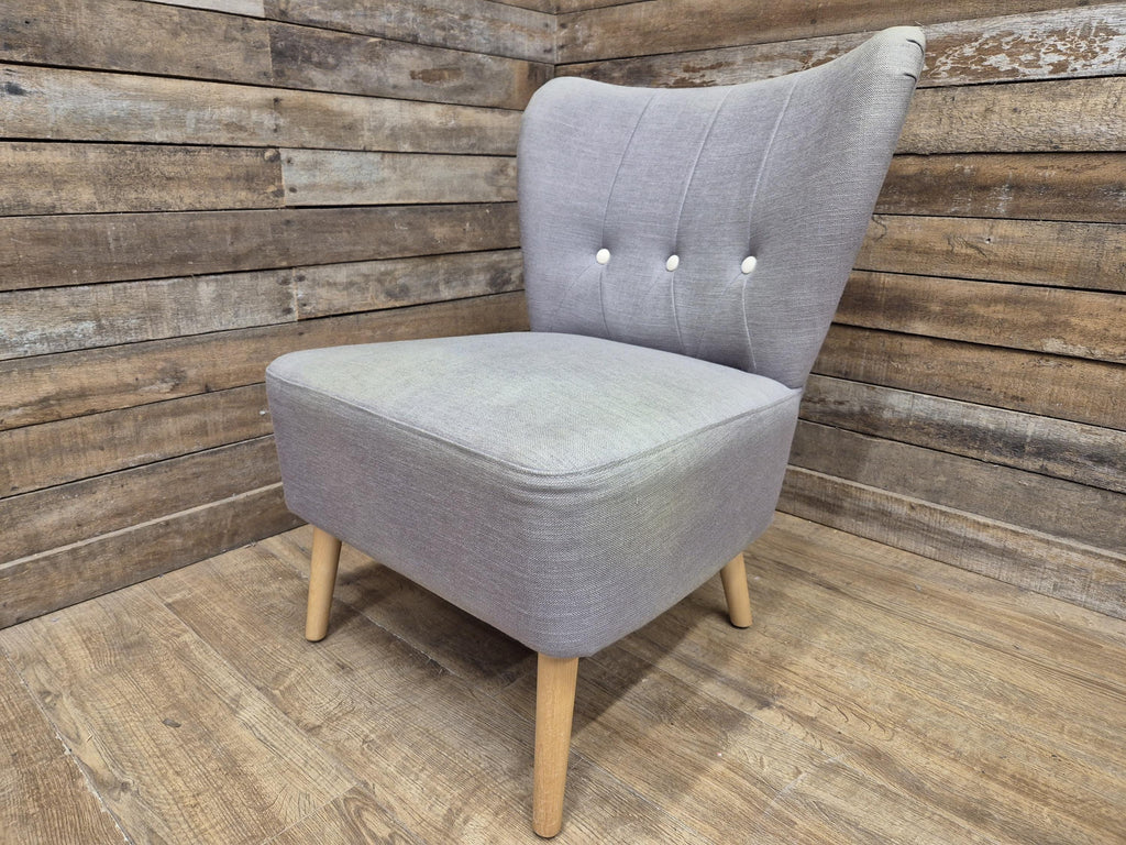 Vintage Grey Fabric Button Backed Nursing Chair Fireside Chair