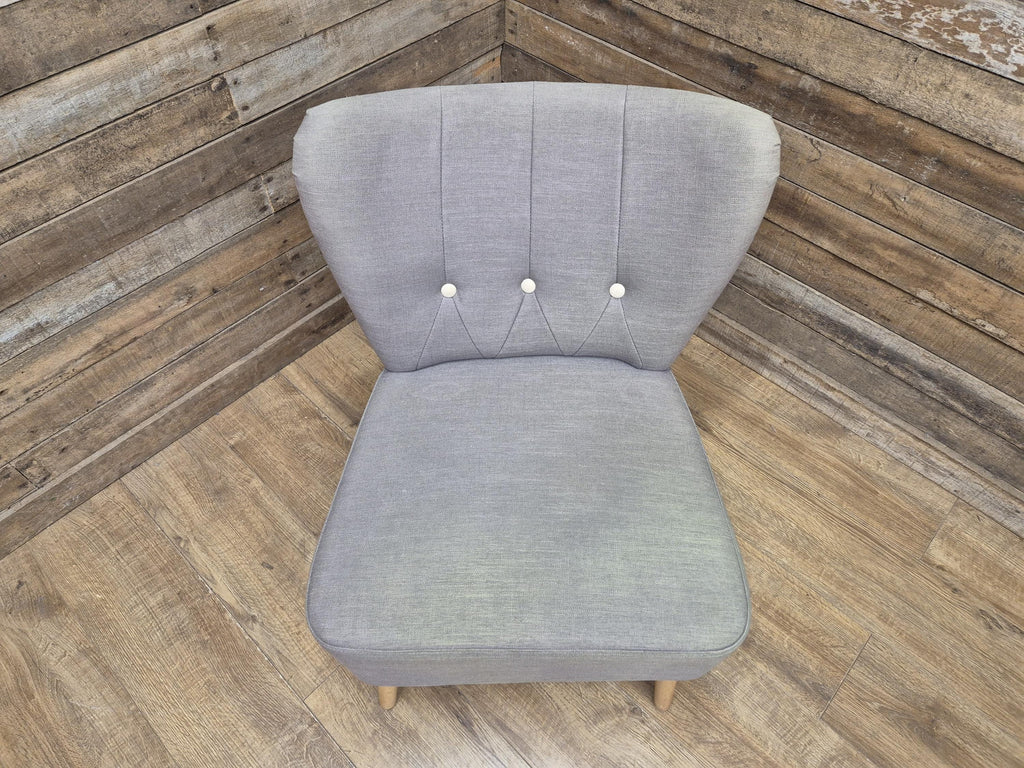 Vintage Grey Fabric Button Backed Nursing Chair Fireside Chair