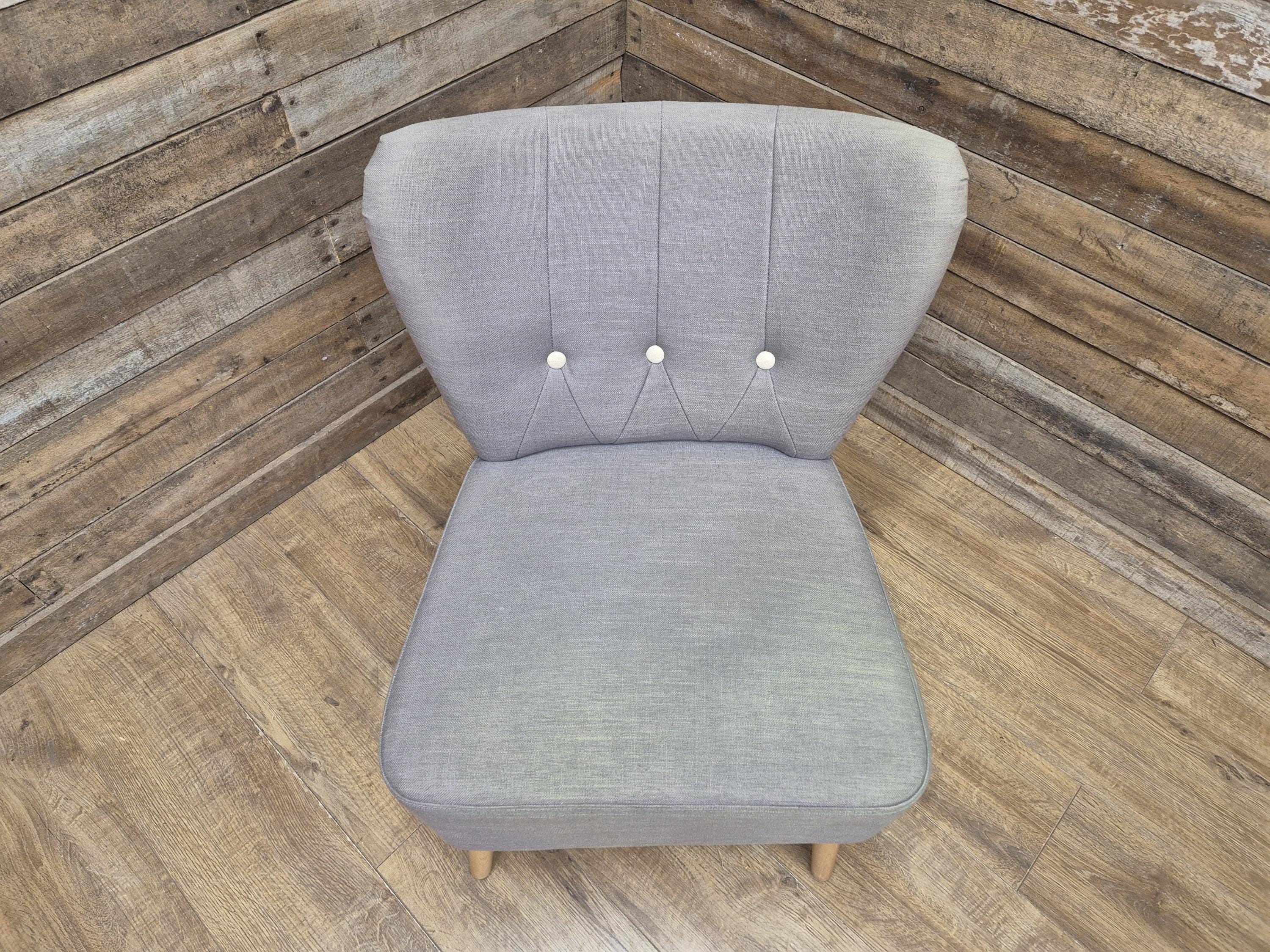 Vintage Grey Fabric Button Backed Nursing Chair Fireside Chair