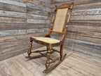 Late 19thC Arts & Craft Bergere Rocking Chair Reed Seat Antique
