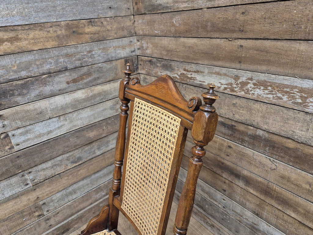 Late 19thC Arts & Craft Bergere Rocking Chair Reed Seat Antique
