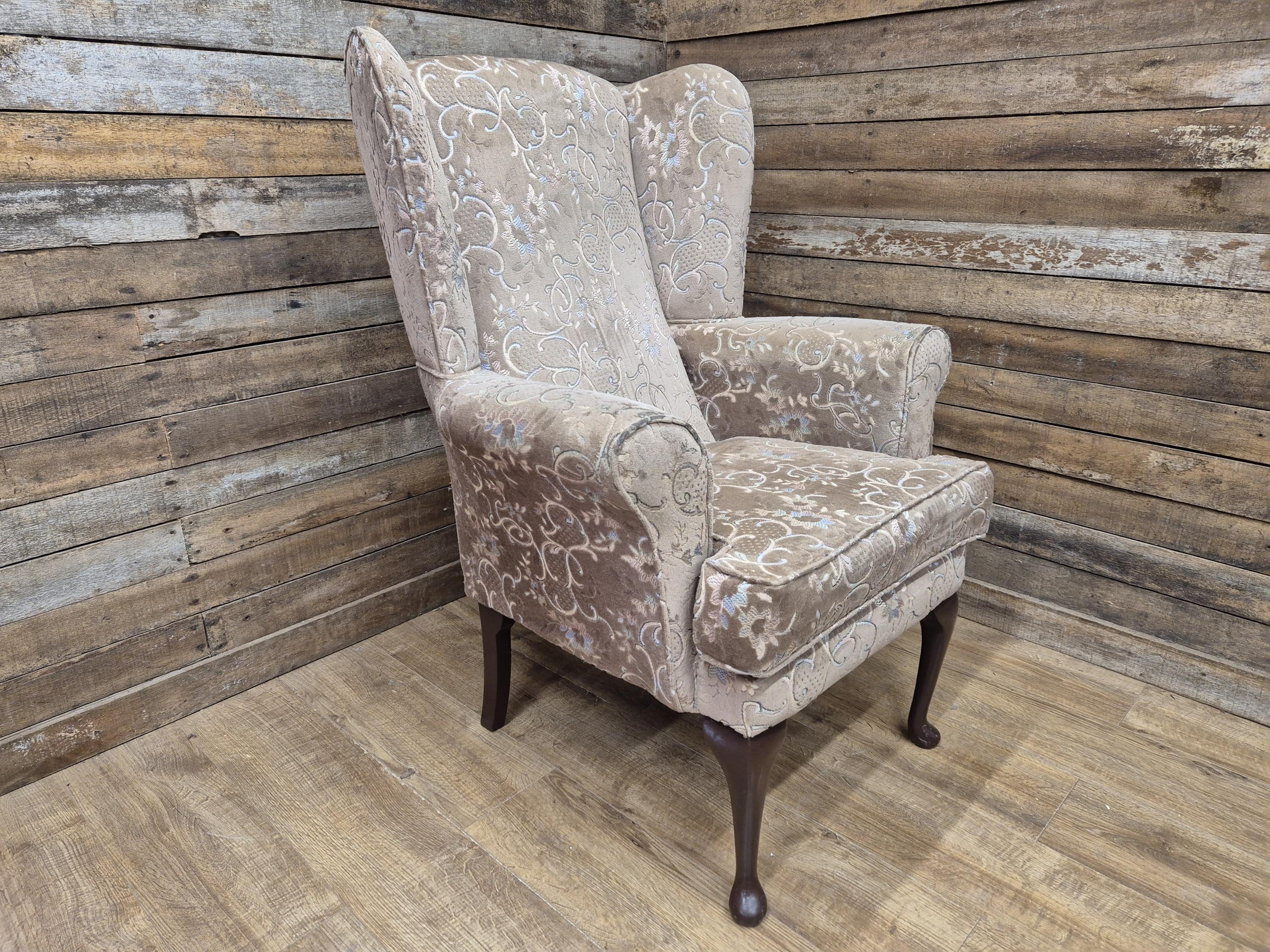 Vintage Tall High Seat Country House Style Wing Back Armchair