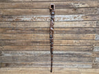 Antique Tall African Tribal Carved Walking Stick Hand Crafted Nude Snake Faces