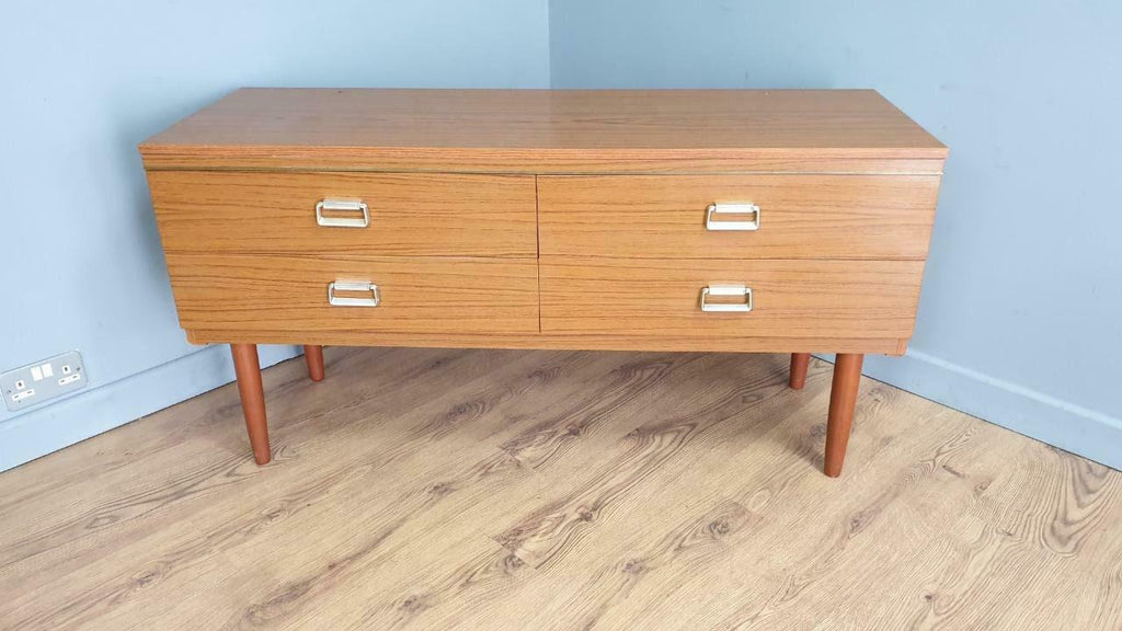Retro Four Drawer Mid Century Mirrored Dressing Table Sideboard Pin Legs
