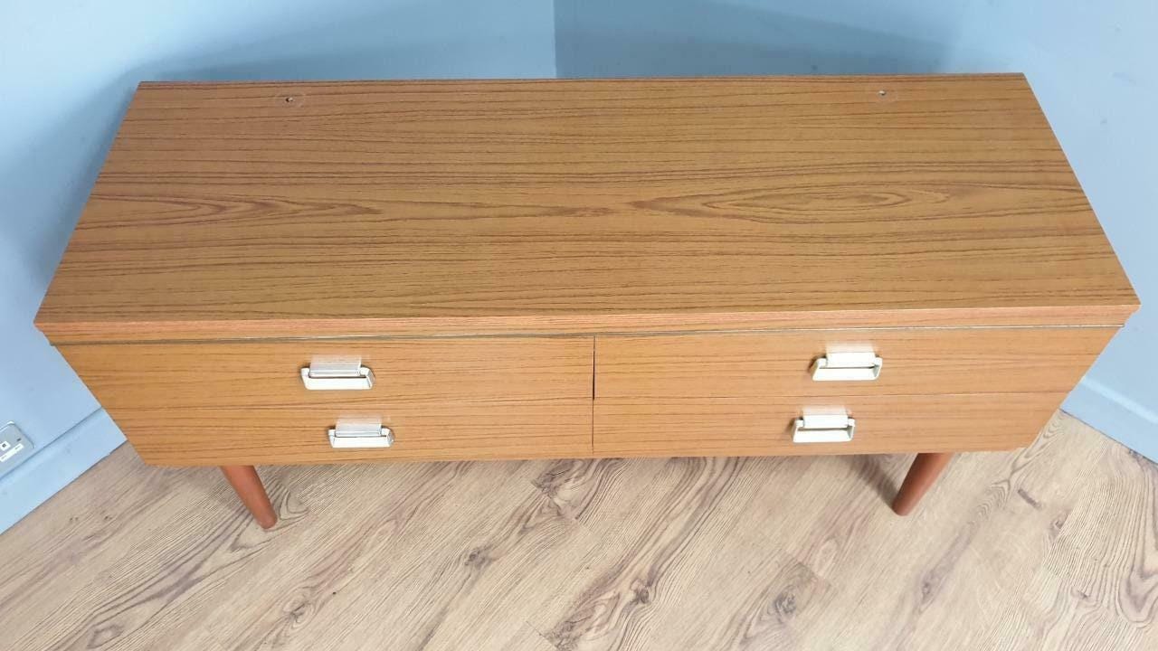 Retro Four Drawer Mid Century Mirrored Dressing Table Sideboard Pin Legs