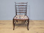 Antique Edwardian Hall Bedroom Chair Ladder Back Inlaid Detail Floral Seat