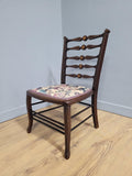 Antique Edwardian Hall Bedroom Chair Ladder Back Inlaid Detail Floral Seat
