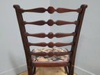 Antique Edwardian Hall Bedroom Chair Ladder Back Inlaid Detail Floral Seat