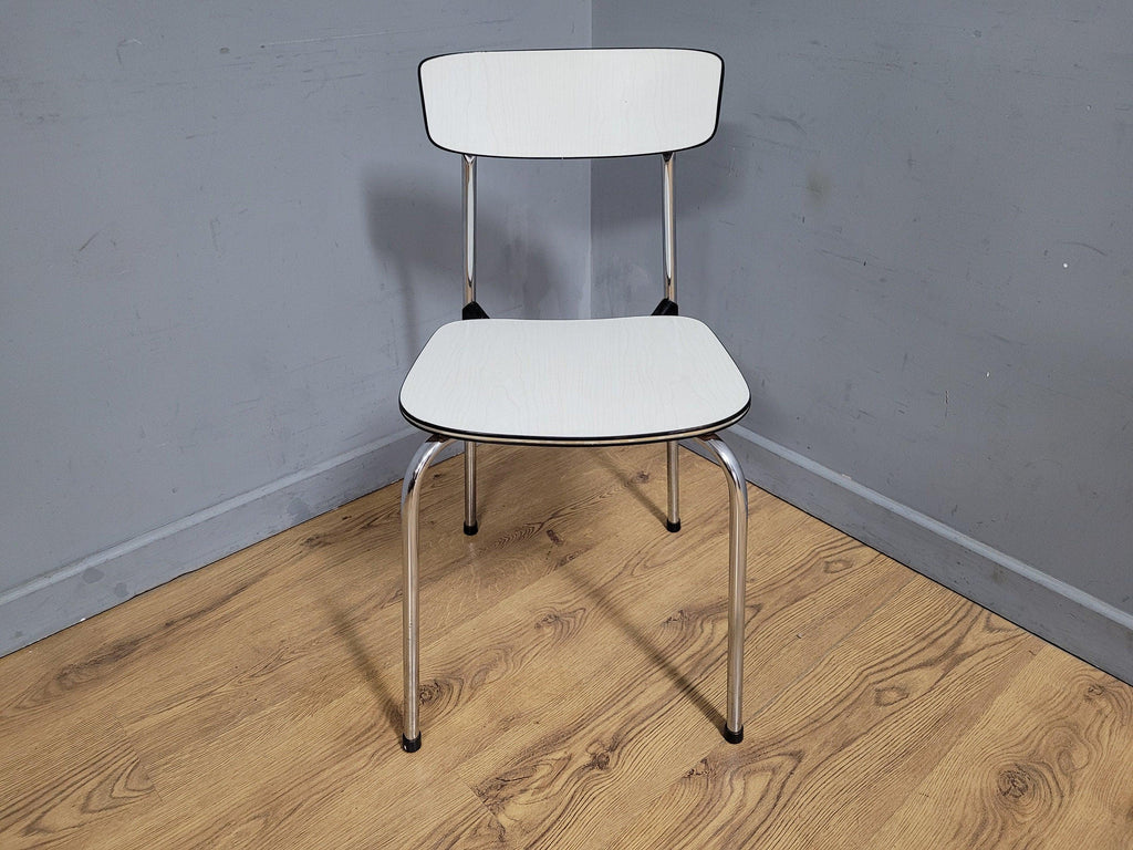 Mid Century White Formica and Chrome Chair Desk Office Chair