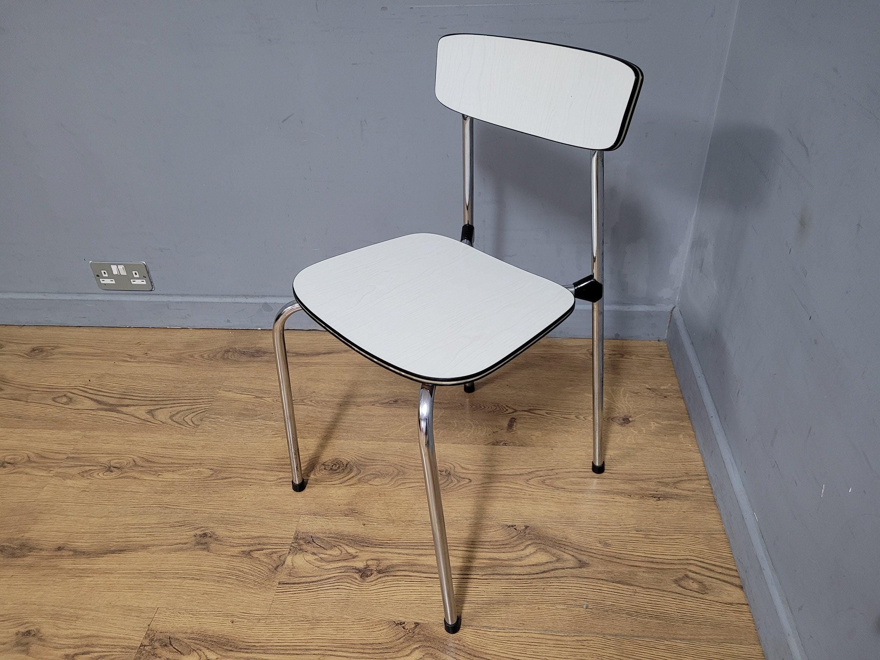 Mid Century White Formica and Chrome Chair Desk Office Chair