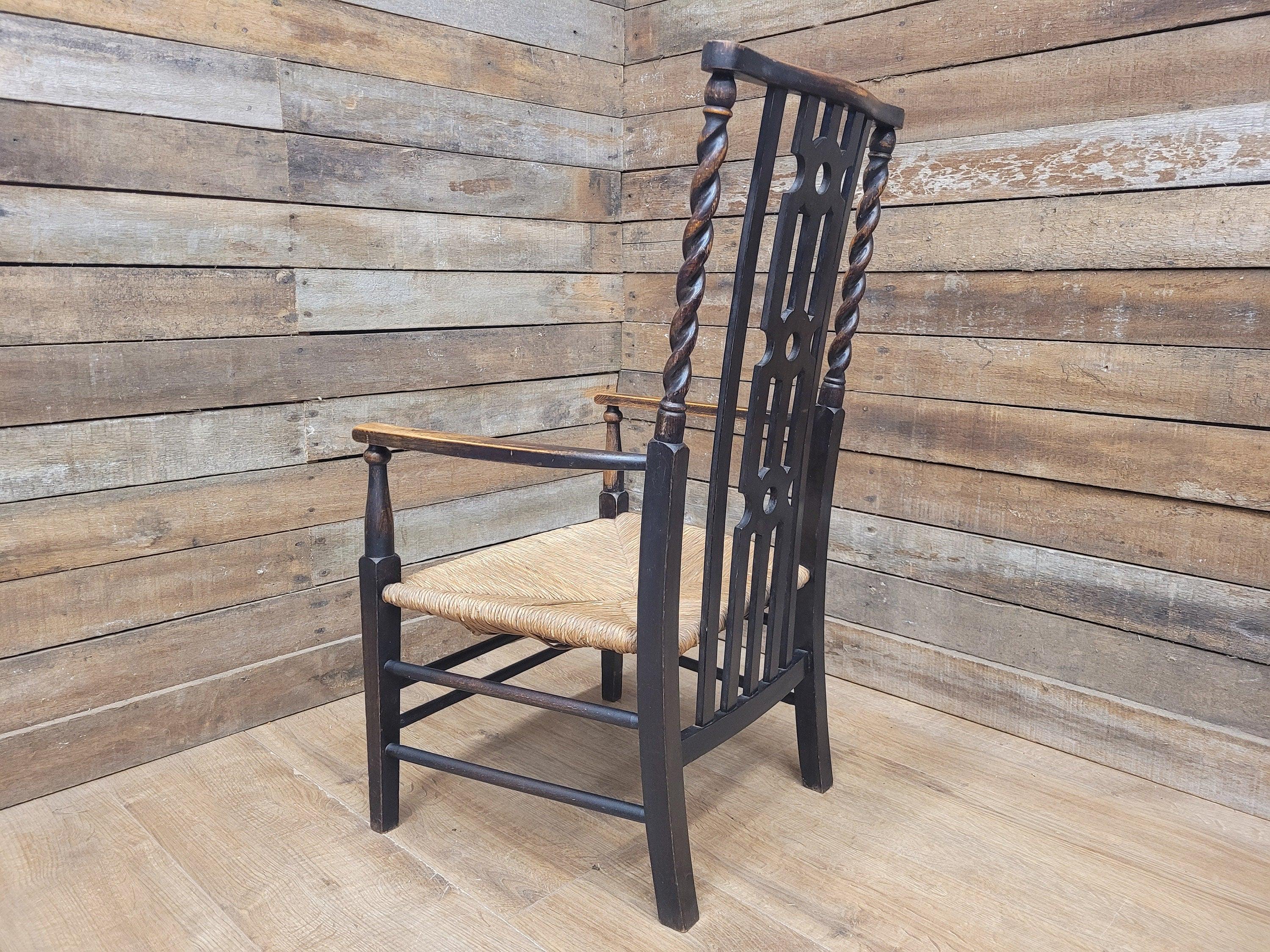 Petite Antique Oak Arts & Craft Barley Twist Carver Armchair Great Patina