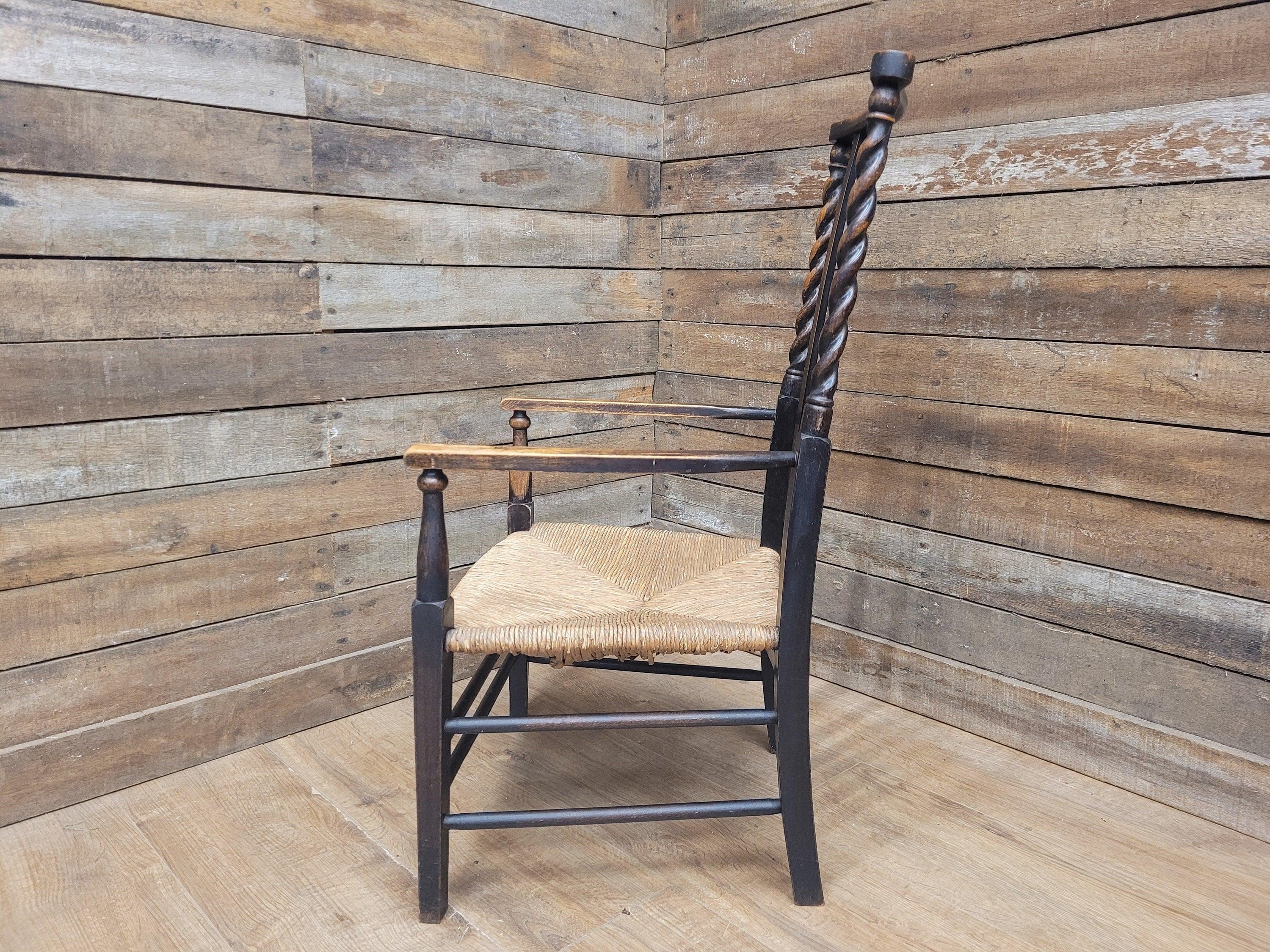 Petite Antique Oak Arts & Craft Barley Twist Carver Armchair Great Patina