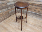 Antique Edwardian Mahogany Oval Side Table Inlaid Top And Legs Detailing