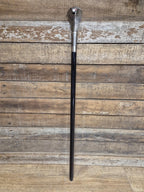 Vintage Cobra Head Walking Stick Black Shaft Silver Coloured Metal Cobra