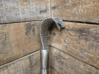 Vintage Cobra Head Walking Stick Black Shaft Silver Coloured Metal Cobra