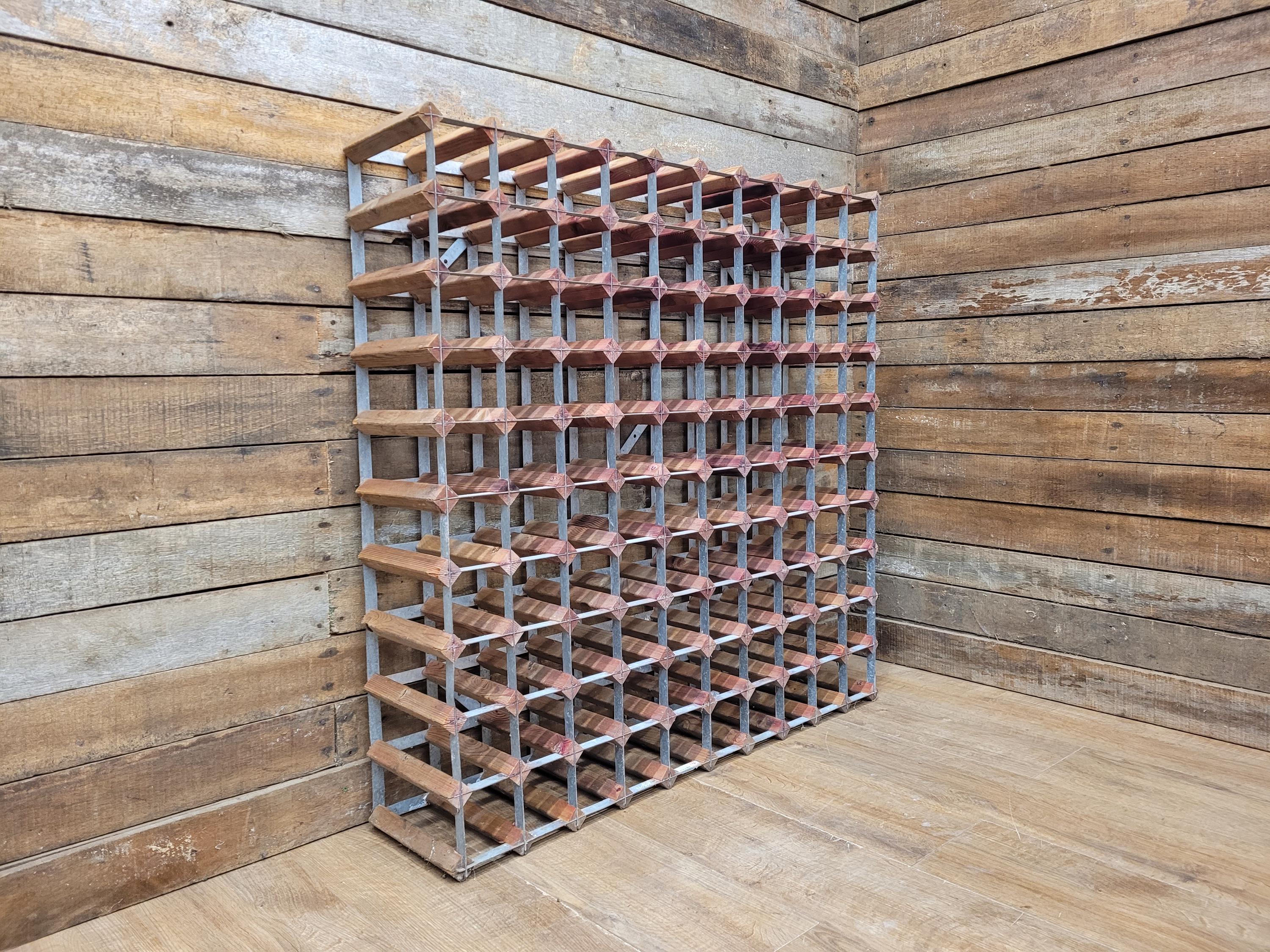 Vintage Rustic Distressed 100 Wine Bottle Wooden Storage Rack Designer Piece