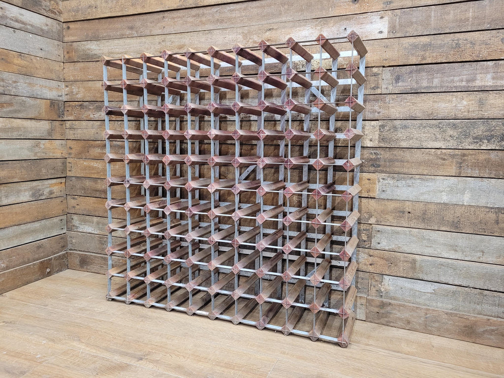 Vintage Rustic Distressed 100 Wine Bottle Wooden Storage Rack Designer Piece
