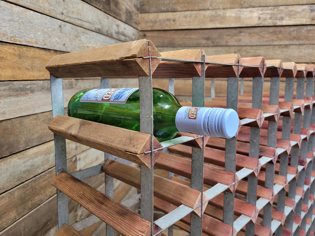 Vintage Rustic Distressed 100 Wine Bottle Wooden Storage Rack Designer Piece