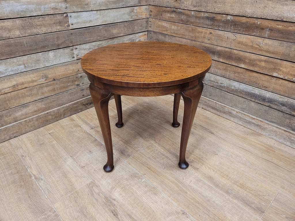 Vintage Circular Walnut Veneer Wine Or Lamp Table Full Of Charm Cabriole Legs