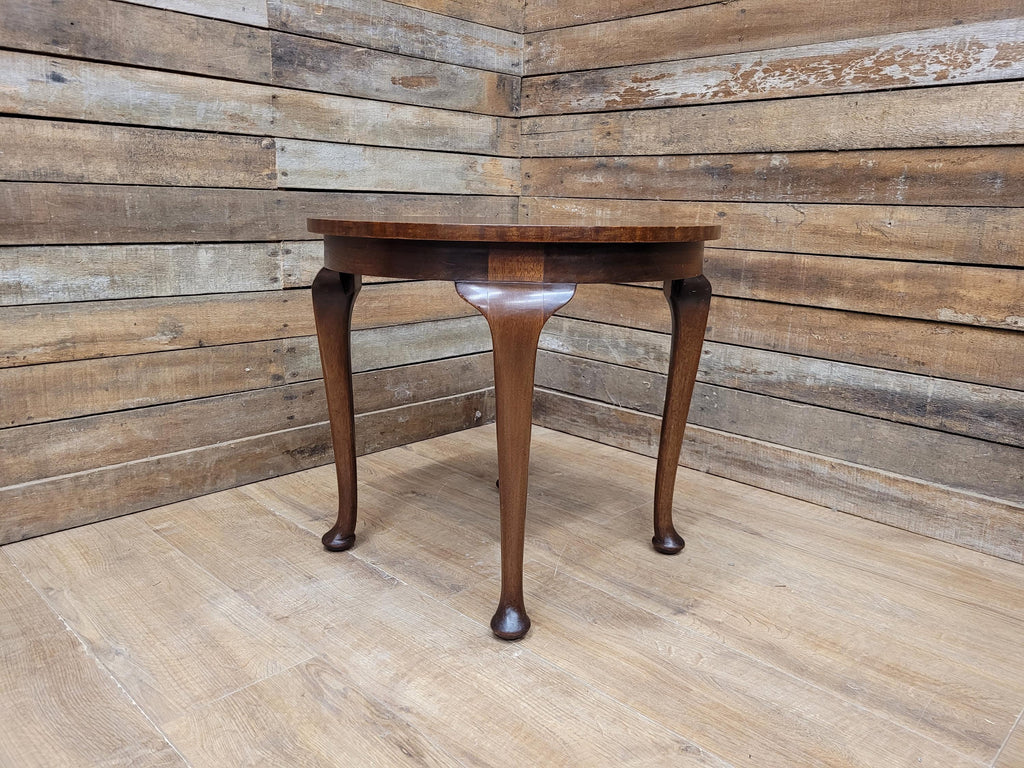 Vintage Circular Walnut Veneer Wine Or Lamp Table Full Of Charm Cabriole Legs