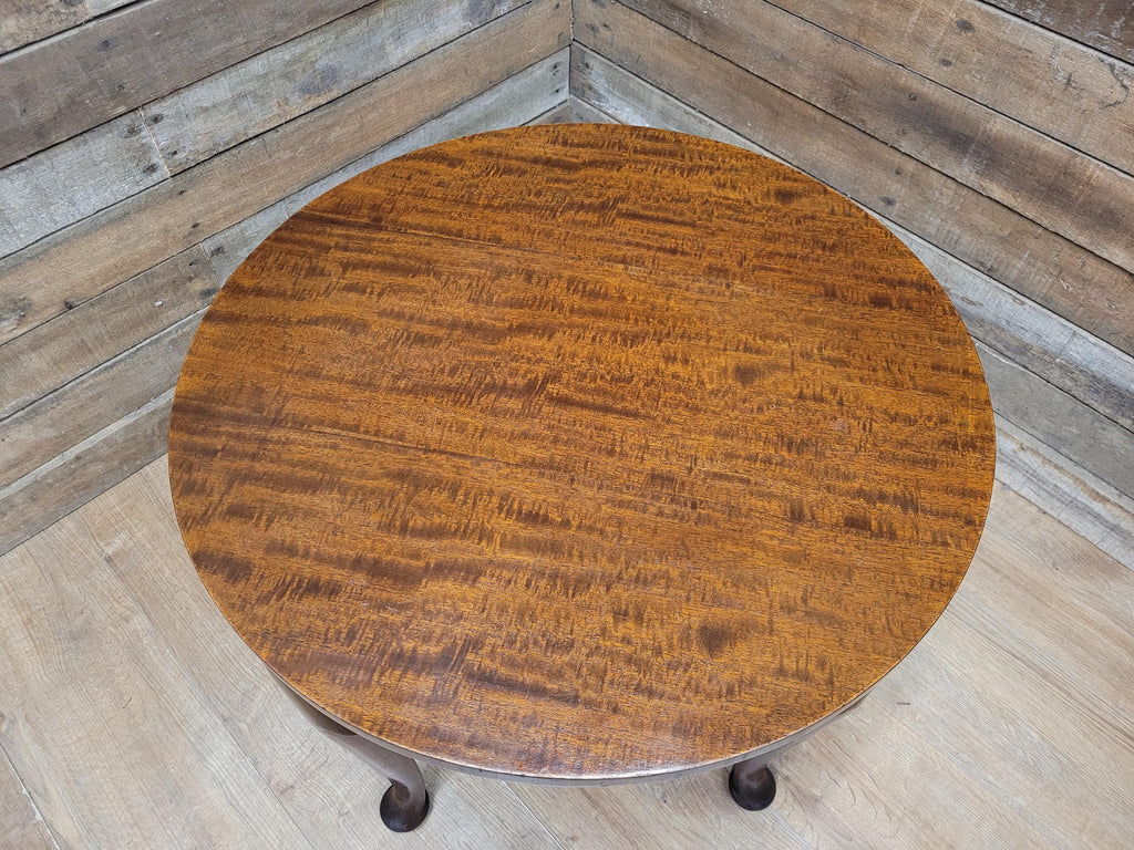 Vintage Circular Walnut Veneer Wine Or Lamp Table Full Of Charm Cabriole Legs