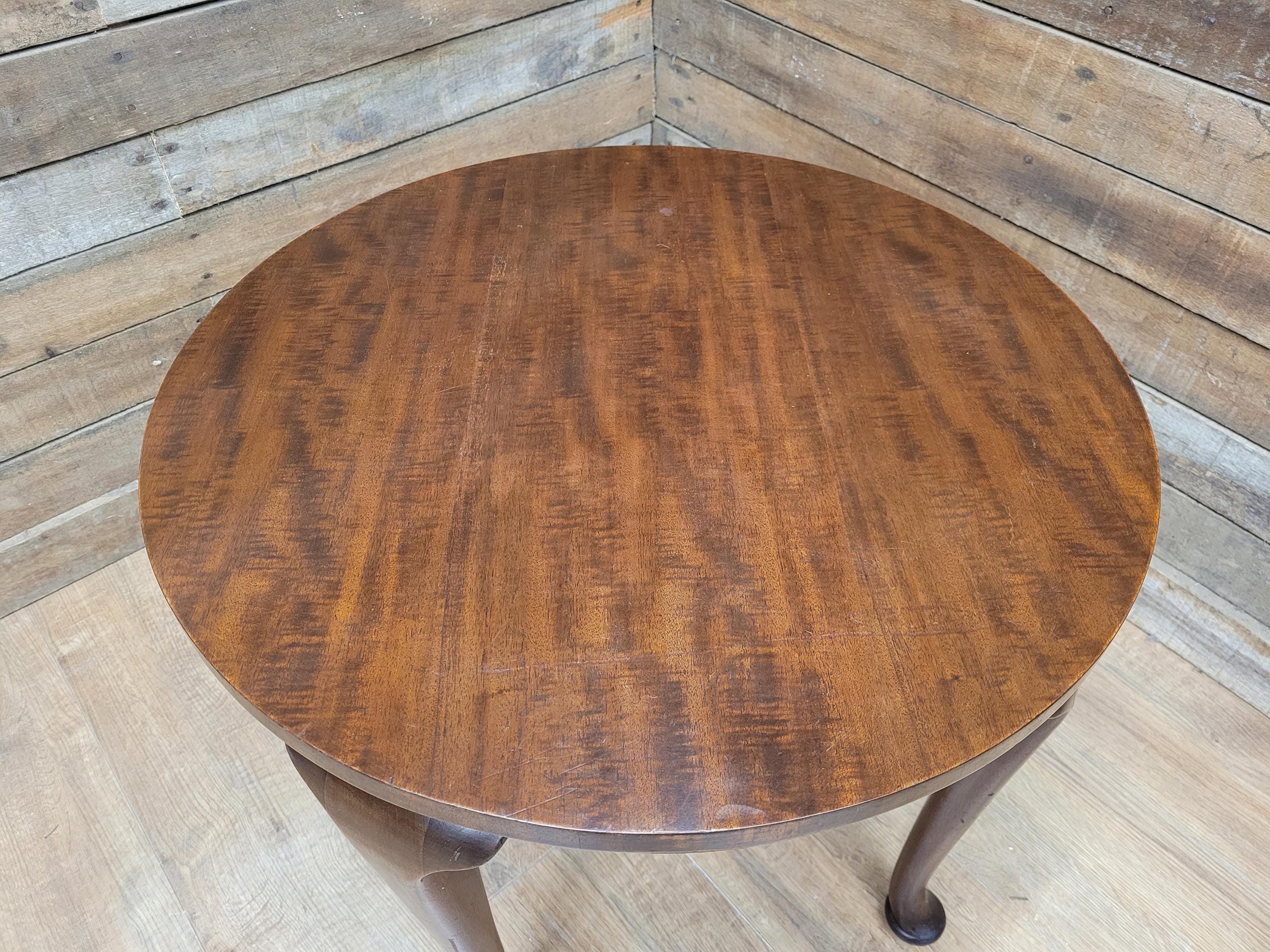 Vintage Circular Walnut Veneer Wine Or Lamp Table Full Of Charm Cabriole Legs