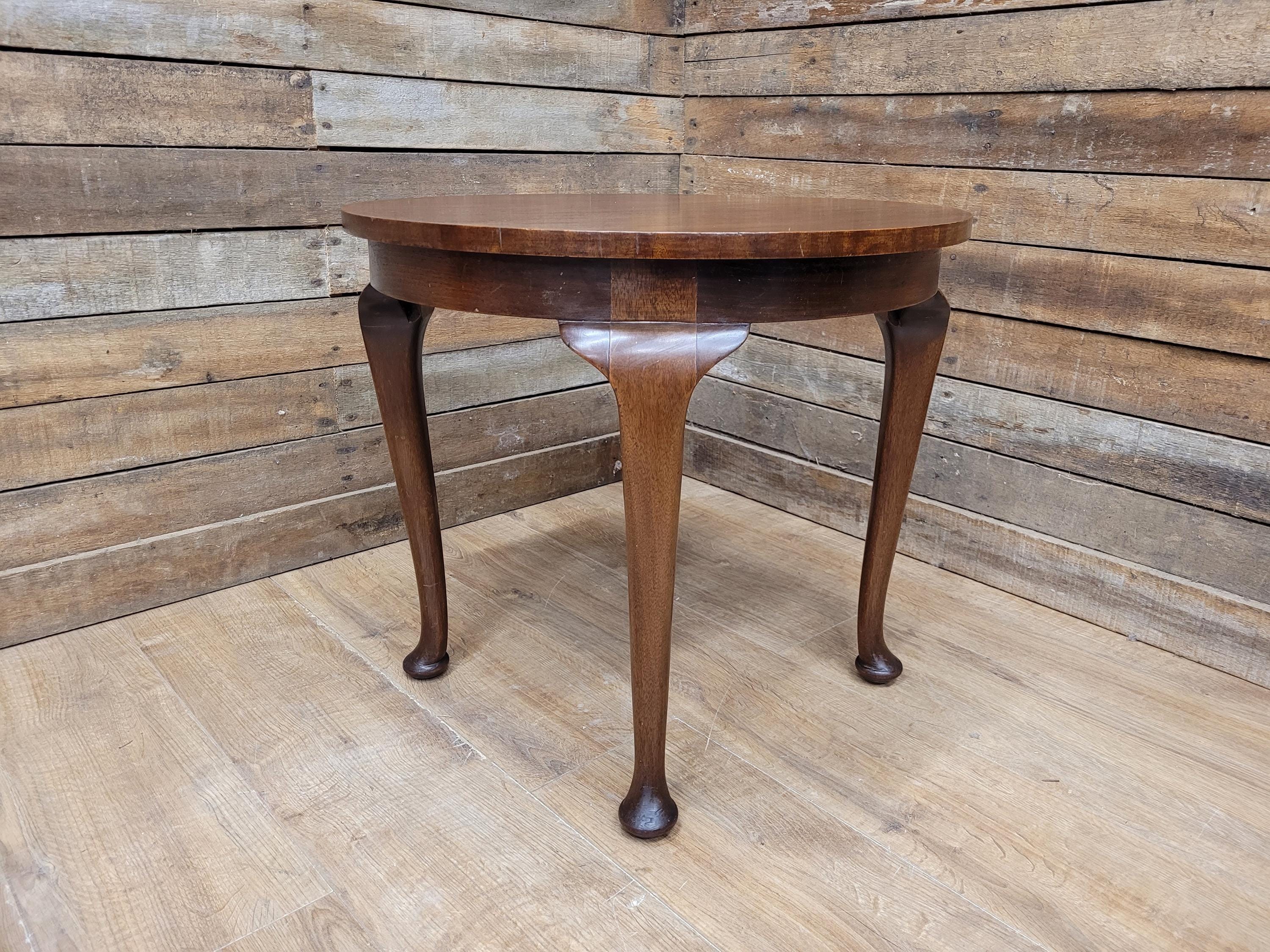 Vintage Circular Walnut Veneer Wine Or Lamp Table Full Of Charm Cabriole Legs